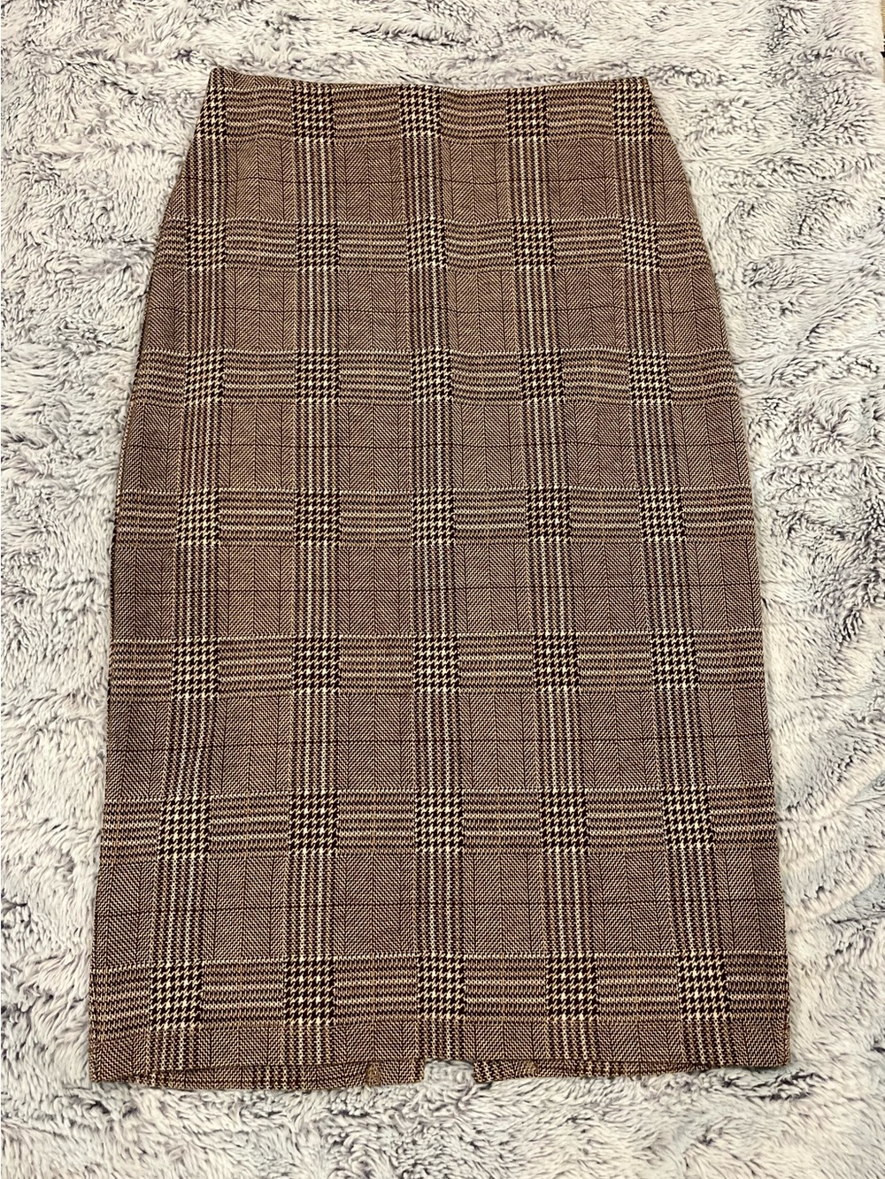 Brown Plaid Pencil Skirt